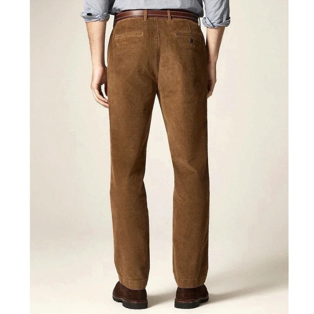 J.Crew Oarsman Corduroy Straight Chino Pant Men 38x32 Khaki Tan Brown Stretch